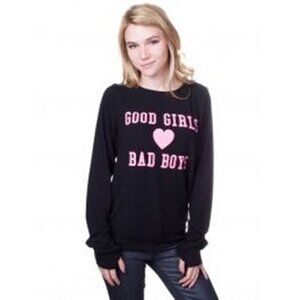 GOD SAVE LA Soft Sweatshirt BLACK Fleece PINK Good Girls Love Bad Boys HEART O/S